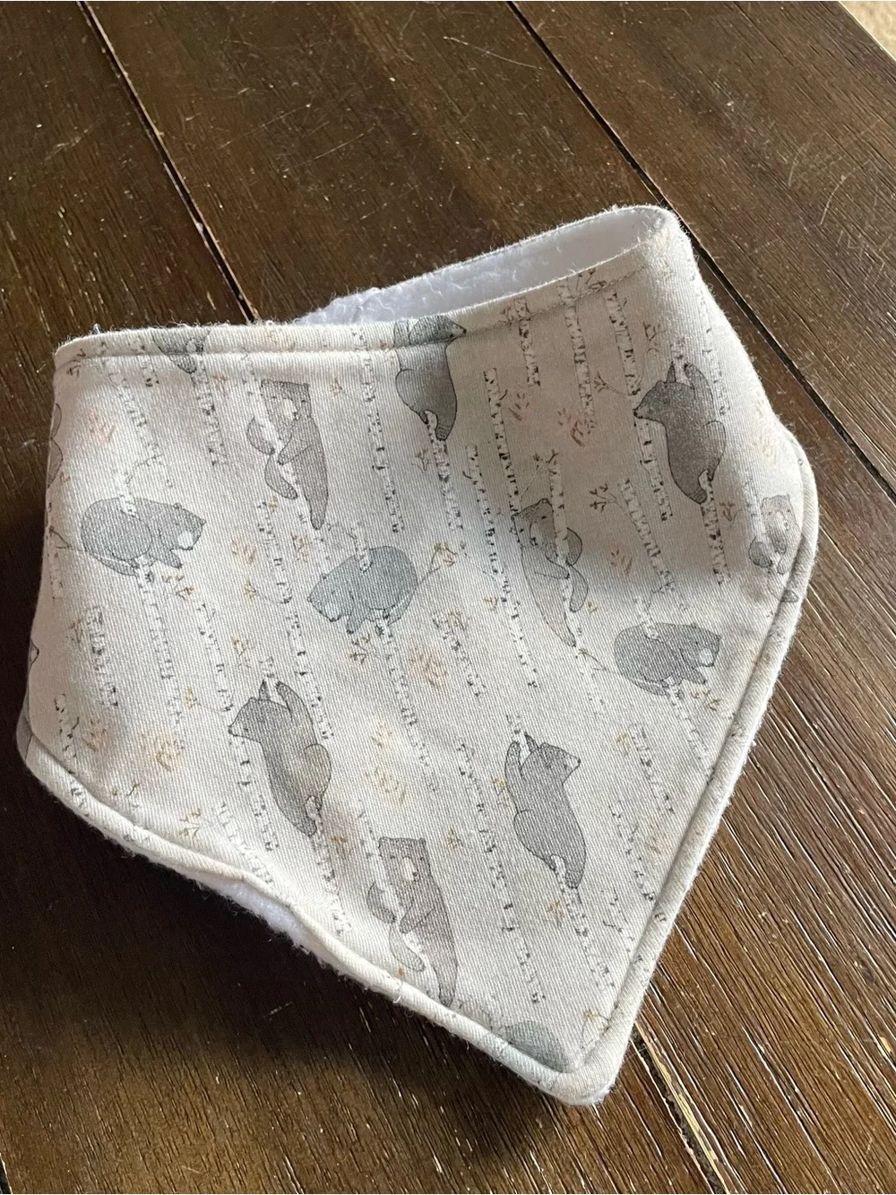 Neutral Matching Bear Bandana and Bib for Babies and Pet
